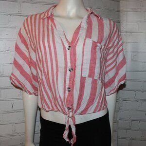 🍑🤍 Adyson Parker Cropped Button-Down · Size M · Fresh & Feminine